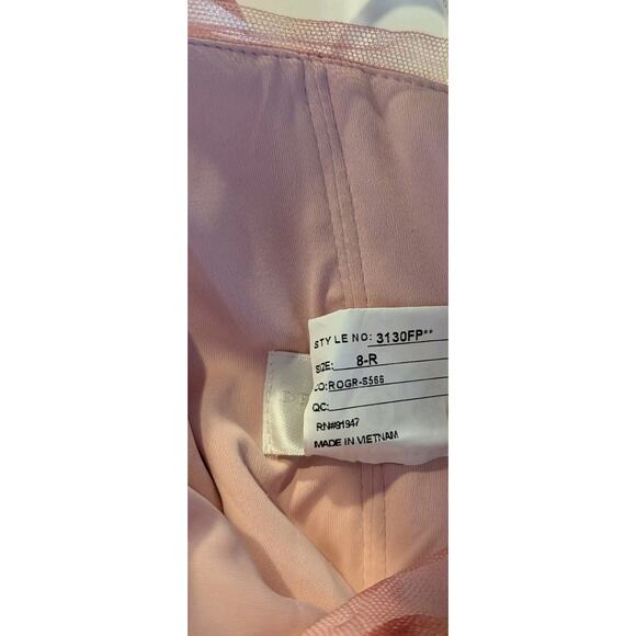 Dessy Collection Floral Scarf Tie One-Shoulder Rose Long Tulle Dress Size 8 - Picture 11 of 11